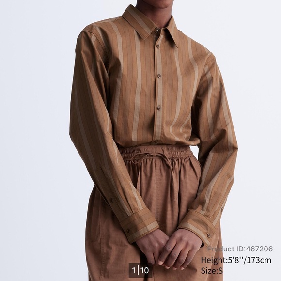Relaxed Striped Long Shirt- 100% Cotton - Picture 2 of 3